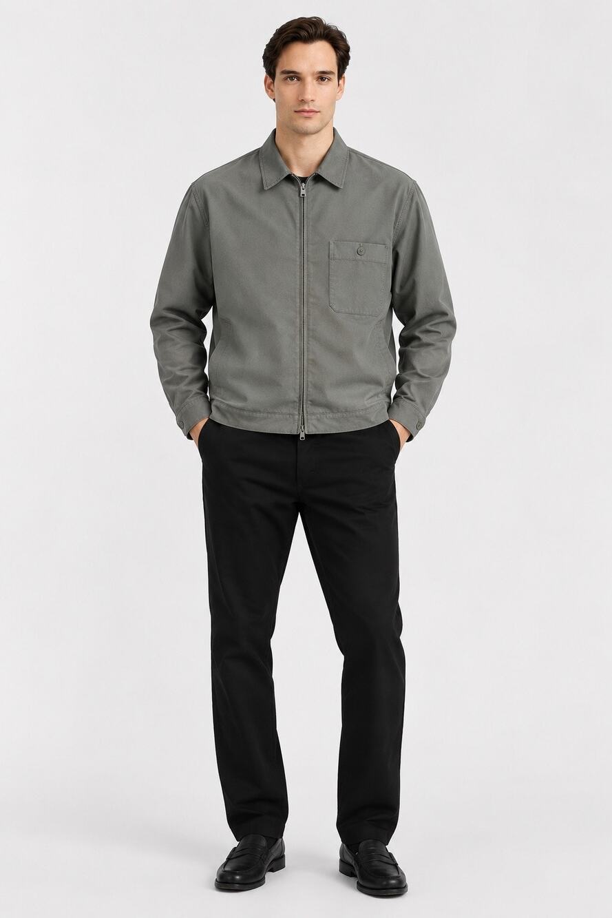 Express Gray Zip Front Utility Shirt Jacket Size Large Men’s